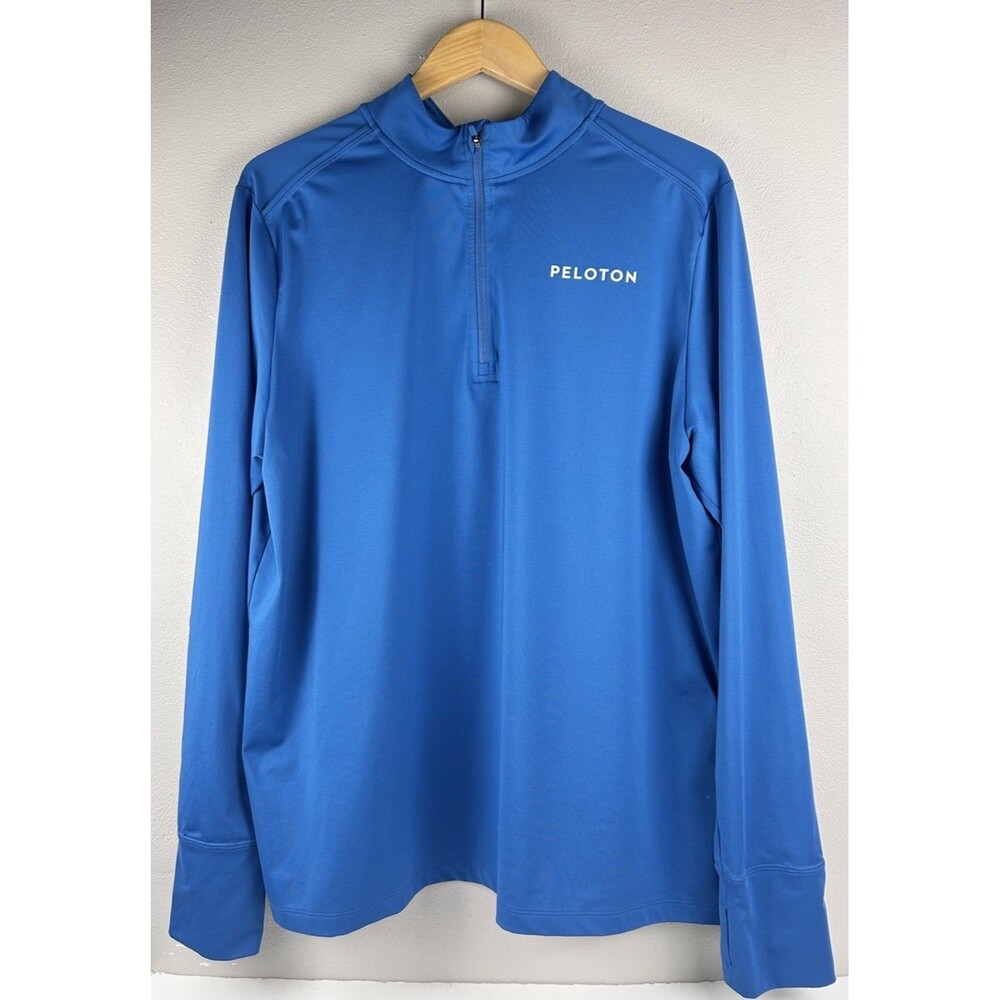 Peloton “Warm Up” ¼-Zip Performance Pullover Jersey Mens XL - Blue